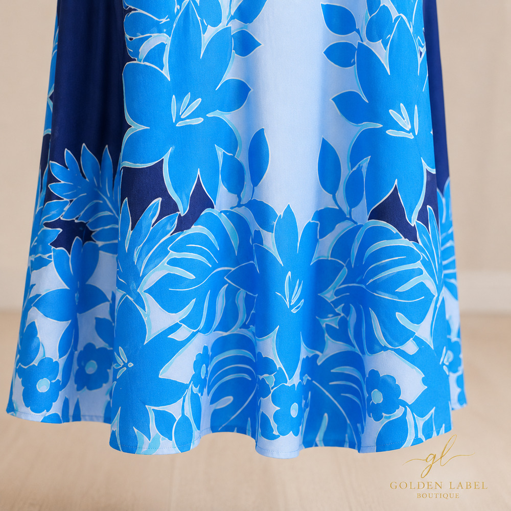 NWOT Maggy London 22W Blue Navy Floral Colorblock Maxi Dress Sleeveless - Picture 9 of 10